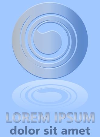 Modern background with metallic circle abstract shape, book cover or leaflet design template, Circle silver shape with reflection on light blue gradient background.の写真素材