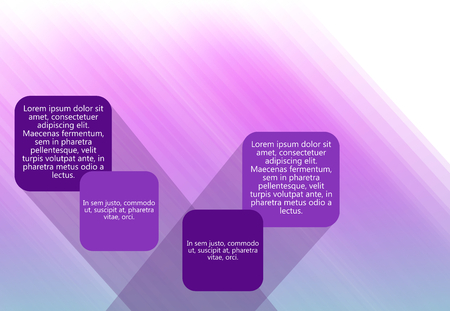 Abstract product sheet template with blue and purple background and text fields , corner rounded squares for own message, vector template with sample textのイラスト素材