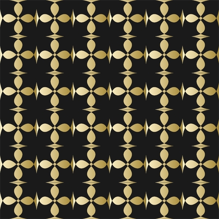 Fine gold patterns on black background. Filigree ornament, luxurious golden abstract motif, vector designのイラスト素材