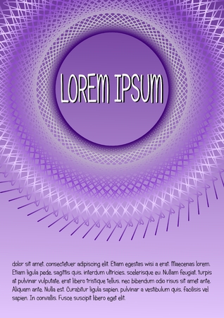 Wireframe purple metallic decor on purple background, sample text, flyer, leaflet, poster template in elegant design with 3d illusionのイラスト素材