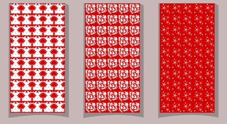 Beautiful fine red textile patterns sampler, mock-up, fabric design in red and whiteのイラスト素材