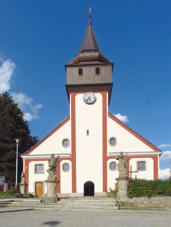 Renaissance church on gothic foundation in city Svetla nad Sazavou, Czech Republicの写真素材