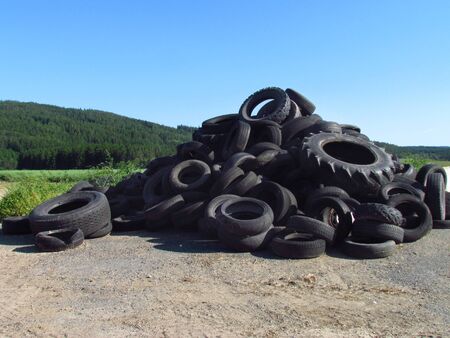 Pile of old tires. Problems of waste disposal. Environmental pollutionの写真素材