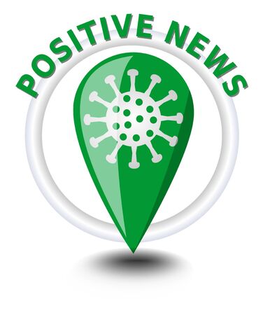 Coronavirus covid-19 infographic icons, the location and status of the pandemic, positive news about epidemie, green icon with virus pictogramのイラスト素材