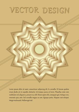 Gold 3d design, leaflet or cover template with 3d golden motif, embossed ornament. Elegant minimalist design.のイラスト素材