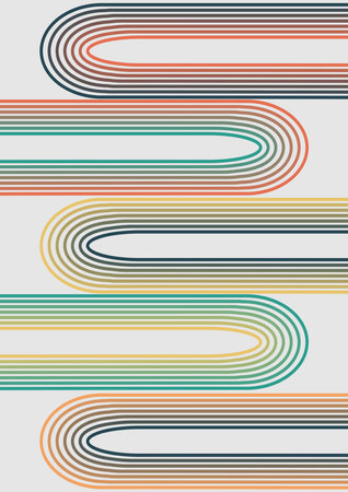 Minimalist abstract background made up of line pattern in retro nostalgic colorsのイラスト素材