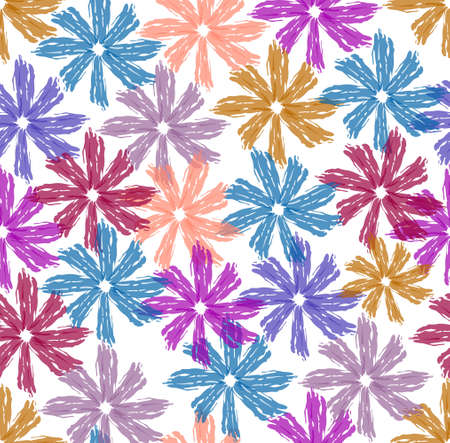 Beautiful spring design from flowers drawn with water colors on a white background, seamless pattern, design for home textiles, bed linen, bedding, curtainsのイラスト素材