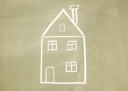 sketch of house on the blackboardの写真素材