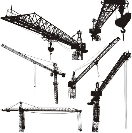 cranes silhouettes vector illustration high quality detailsのイラスト素材