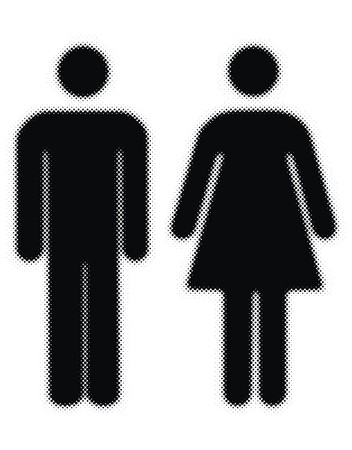 woman and man halftones silhouettesのイラスト素材