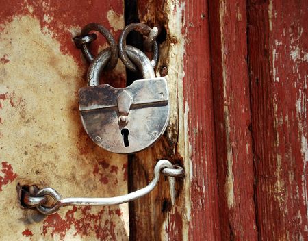 Old grunge door lockの写真素材