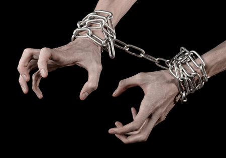 Hands tied chain, kidnapping, dependence, loneliness, social problem, halloween theme, killer,...