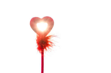 Valentine love symbol against bright sunlight isolated in white backgroundの写真素材