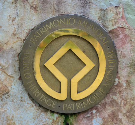 World heritage logo on the rock backgroundのeditorial素材