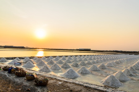 Saline in thailand at sun setの写真素材