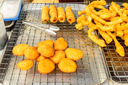 Deep-fried dough stick in marketの写真素材