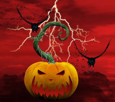 Halloween pumpkin and crownsの写真素材