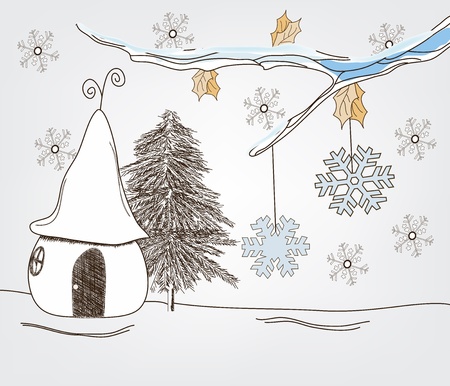 fantasy winter landscape のイラスト素材