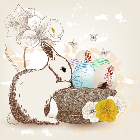 Hand drawn Easter compositionのイラスト素材