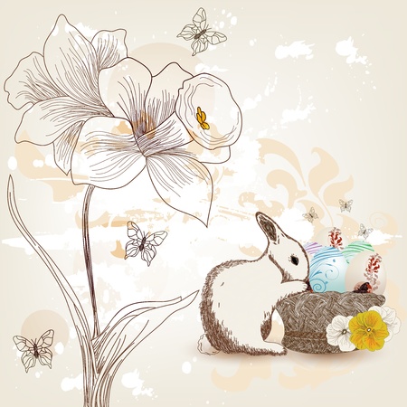 Hand drawn easter postcardのイラスト素材