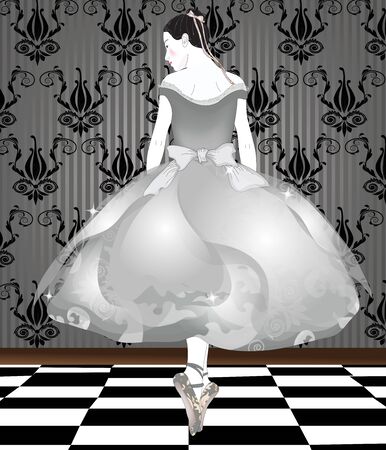portrait of a classical dancer in an elegant room のイラスト素材