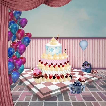 Wonderland series - Birthday roomの写真素材