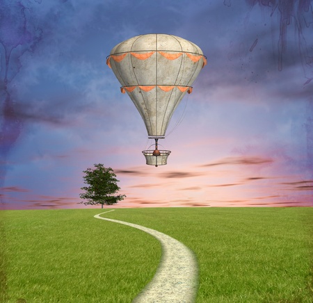 Steam punk hot air balloonの写真素材