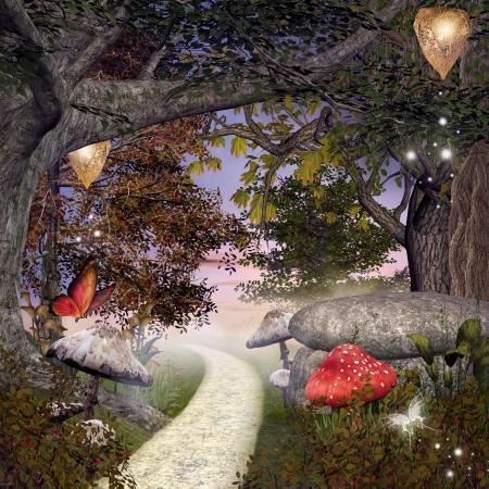 Enchanted nature series - Footpath in the middle of the forestの写真素材