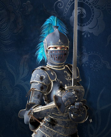 Blue medieval knightの写真素材