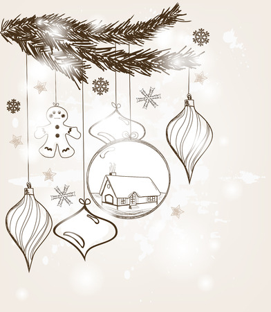Hand drawn christmas postcard with space for textのイラスト素材