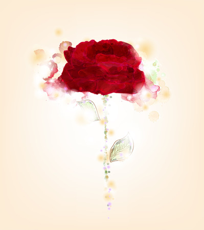 Red rose - Watercolor designのイラスト素材