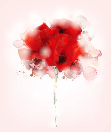 Watercolor poppies bouquetのイラスト素材