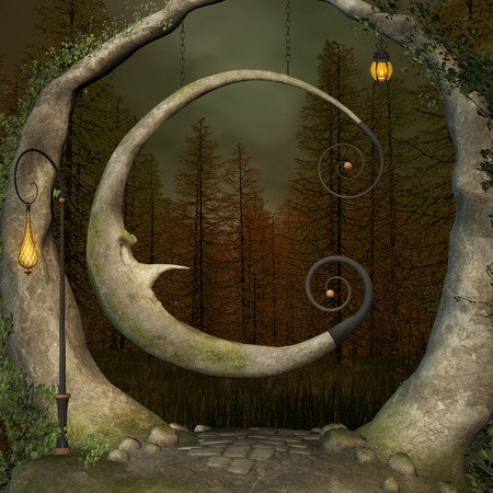 Magic swing in the middle of the forestの写真素材