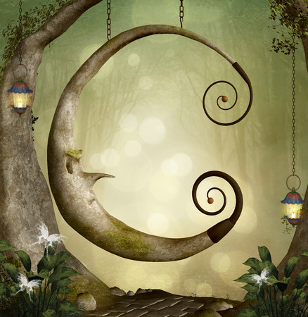 Forest secret swingの写真素材