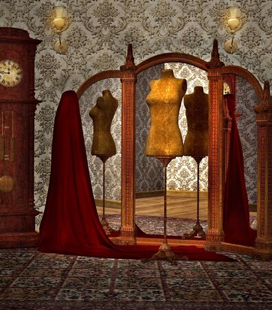 Vintage atelier room with dummyの写真素材