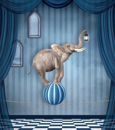 Elephant with lanternの写真素材