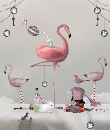 Wonderland series - Flamingo tea party banquetの写真素材