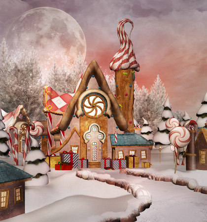Gingerbread snowy villageの写真素材