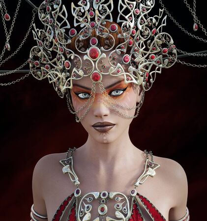 Fantasy portrait of a woman with crownの写真素材