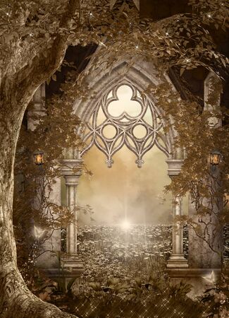Fantasy doorway to the mystic natureの写真素材