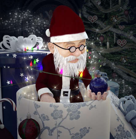 Santa Claus in a christmas gift boxの写真素材