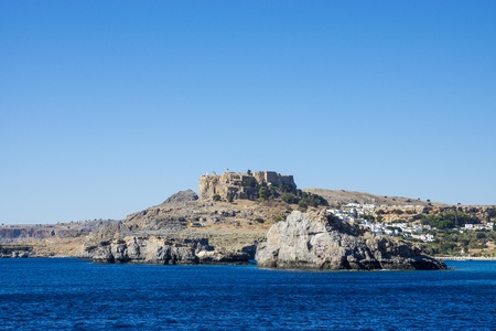 View at Lindou Bay from Lindos  Rhodes island, Greece の写真素材