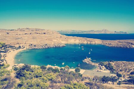 View at Lindou Bay from Lindosの写真素材