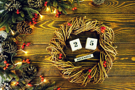 rustic styled , vintage style wooden texture background. Happy New Year 2019 greetings on wooden....