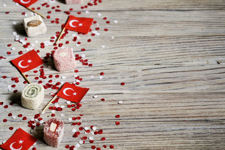 concept-independence day of Turkey, national paper flags of the state of Turkey with white red...
