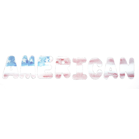 Alphabet letter and figures the American flag watercolor , typography on independence day, USA, patriotism, the concept of memorial day. Watercolor sketch.の写真素材