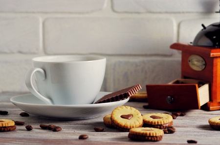 cookies in the shape of hearts, on the cookie letters LOVE. the concept of a gift for Valentines day on February 14. selective focusの写真素材
