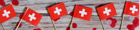 AUGUST 01 Concept independence day of Switzerland and Switzerland national day.Copy space,minimal style, Swiss Confederation Dayの写真素材