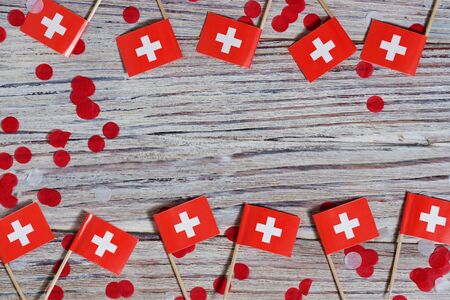 AUGUST 01 Concept independence day of Switzerland and Switzerland national day.Copy space,minimal style, Swiss Confederation Dayの写真素材