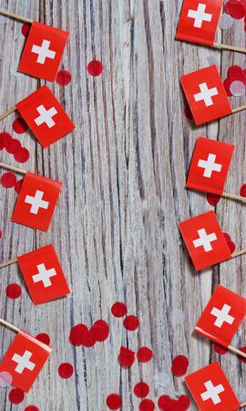 AUGUST 01 Concept independence day of Switzerland and Switzerland national day.Copy space,minimal style, Swiss Confederation Dayの写真素材